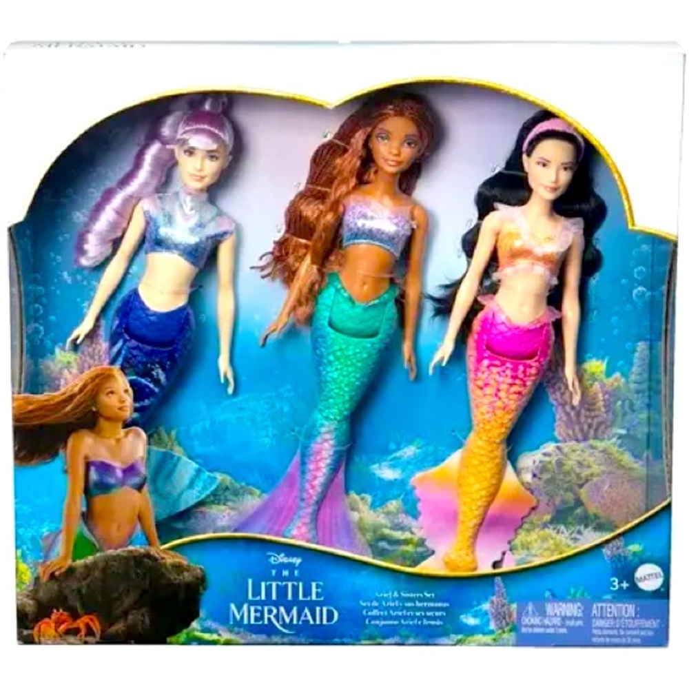 Mattel Disney The Little Mermaid Ariel Sisters Doll Set with 3 Fashion Mermaid